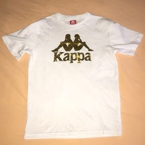 Kappa white tee with gold logo Women’s Sz S